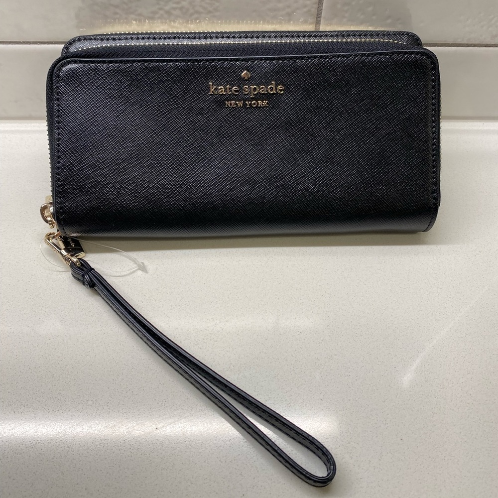 Kate Spade Staci Large Carryall Wristlet Clutch Wallet in Black